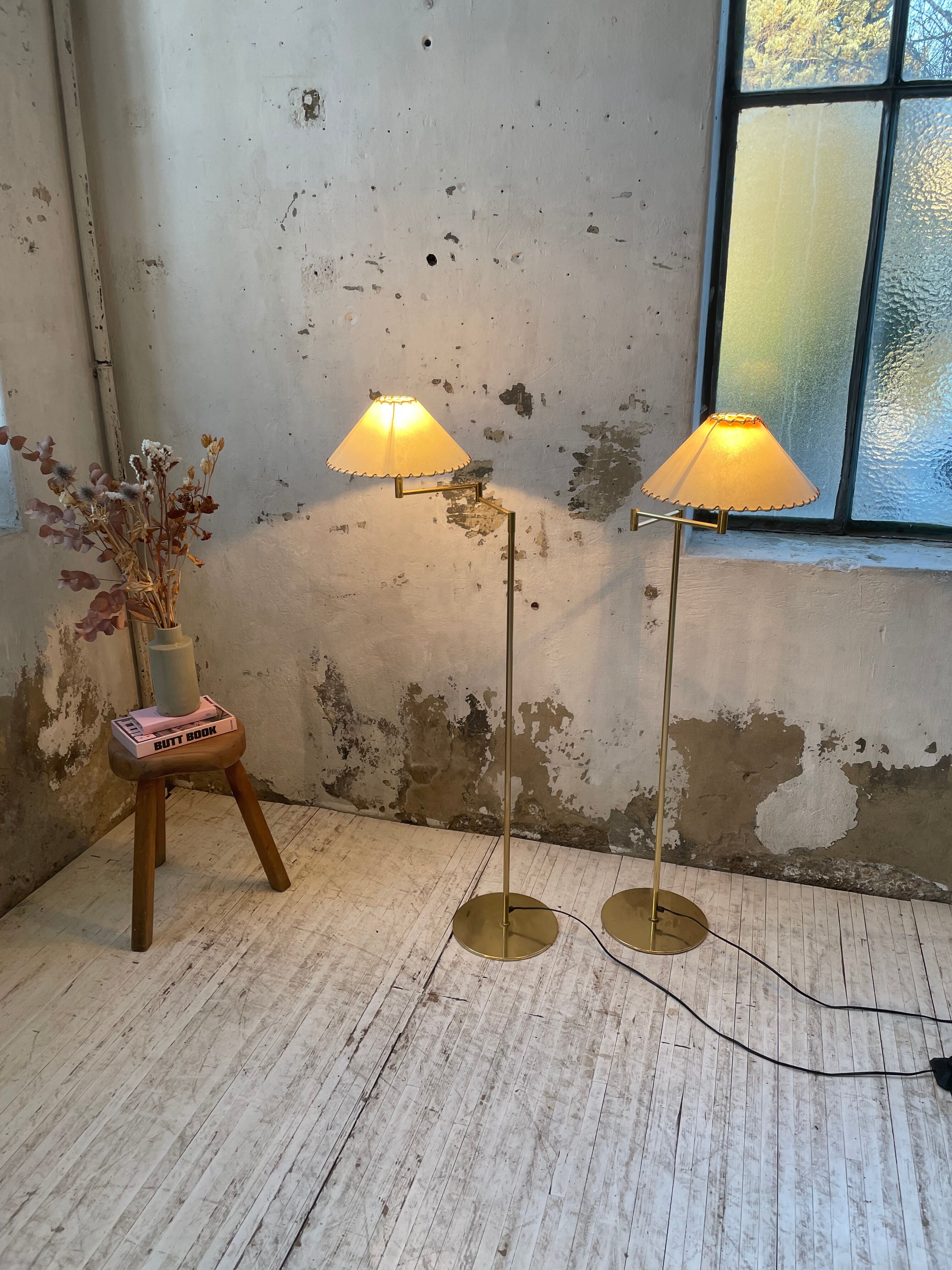 Pair of SCE floor lamps articulated brass 70s