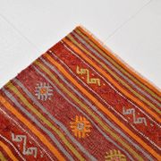 4x7 Red Orange Striped Handmade Wool Kilim Rug