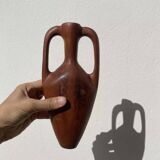 Small wooden amphora sculpture vase