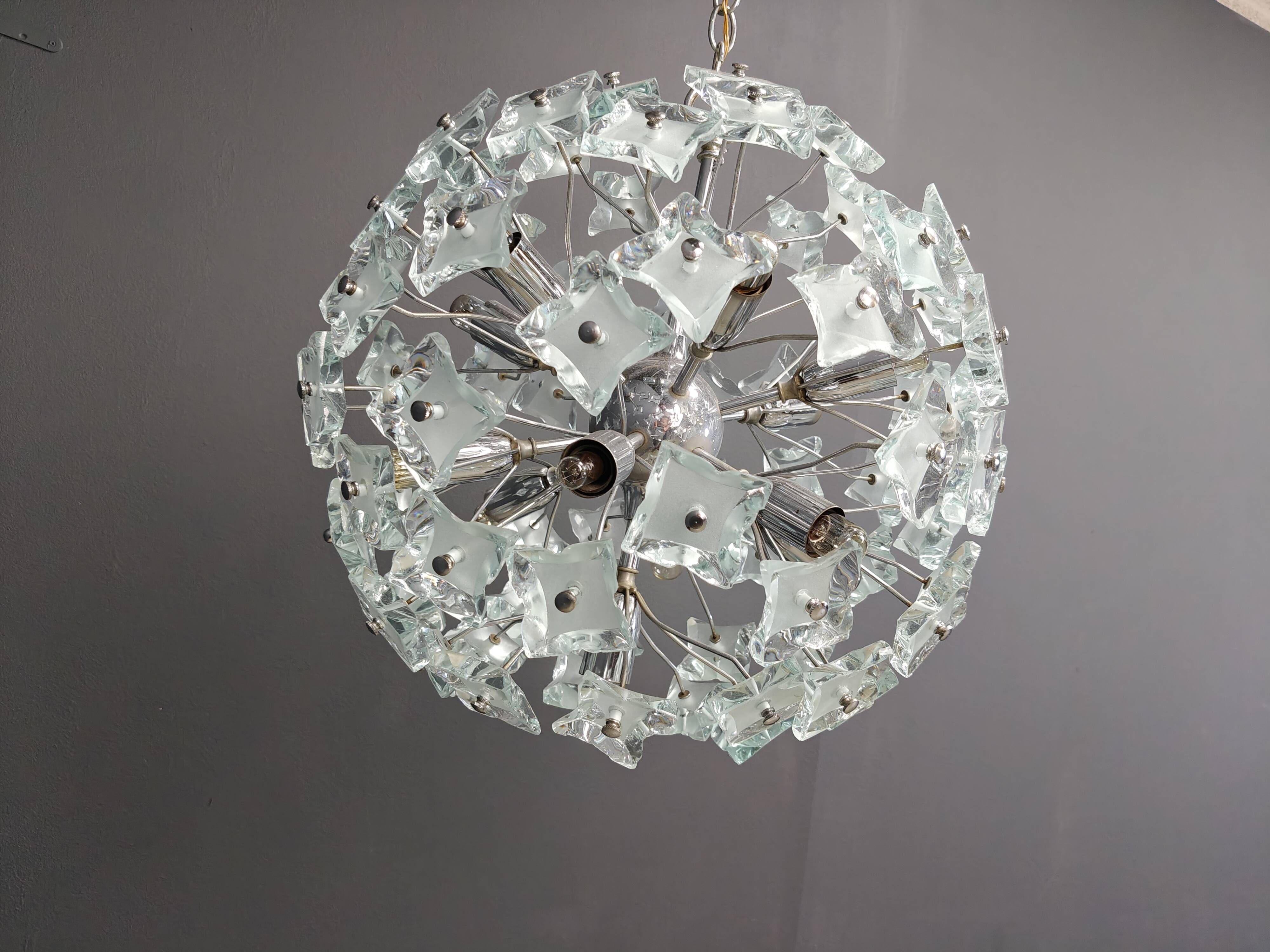 Mid century glass sputnik chandelier, 1970s