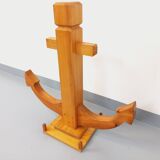 Large vintage decorative anchor in pine wood
