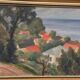 Original Oil Painting on Panel - "Coastal Village" by Bernhard Önstad - Signed - Vintage and Framed