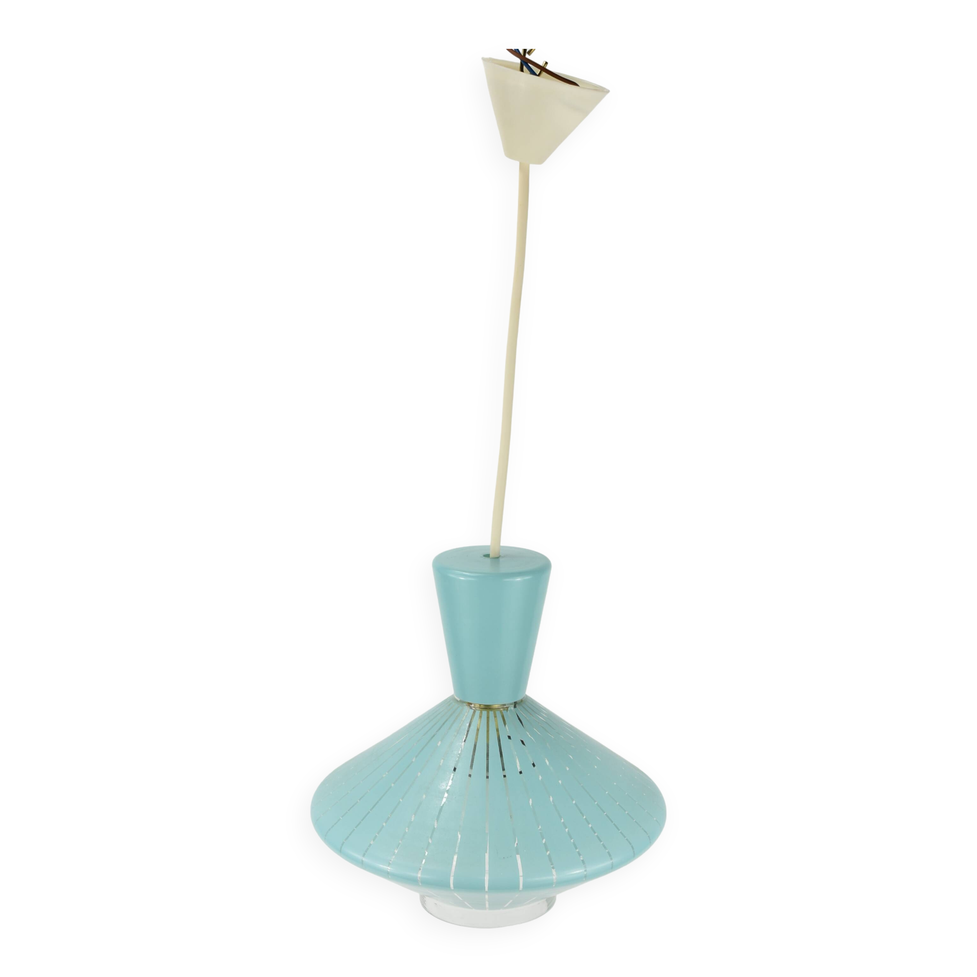 Diabolo-shaped glass chandelier