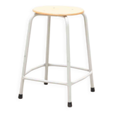 Oak and white mid-height stool