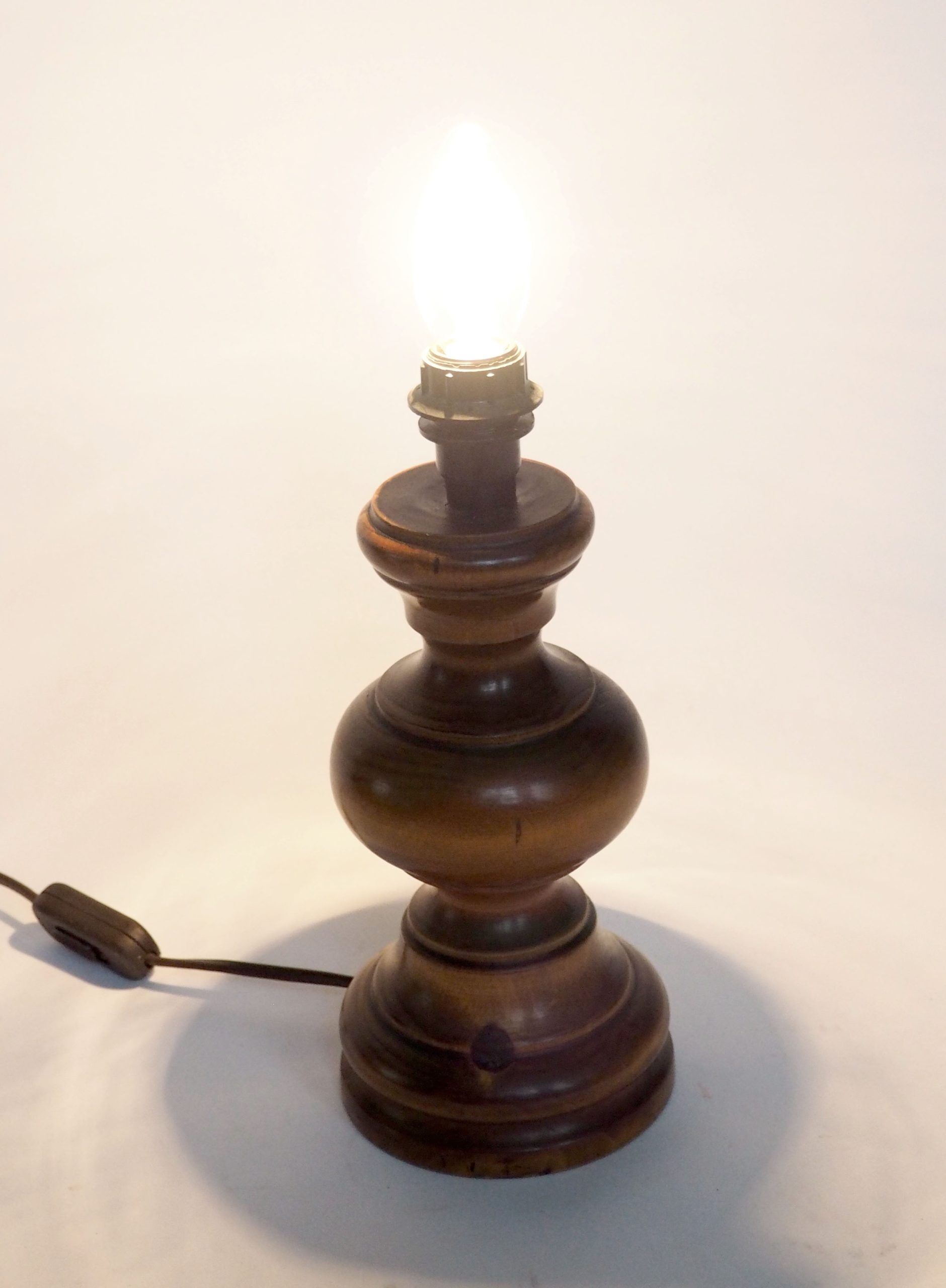 Turned wooden lamp base