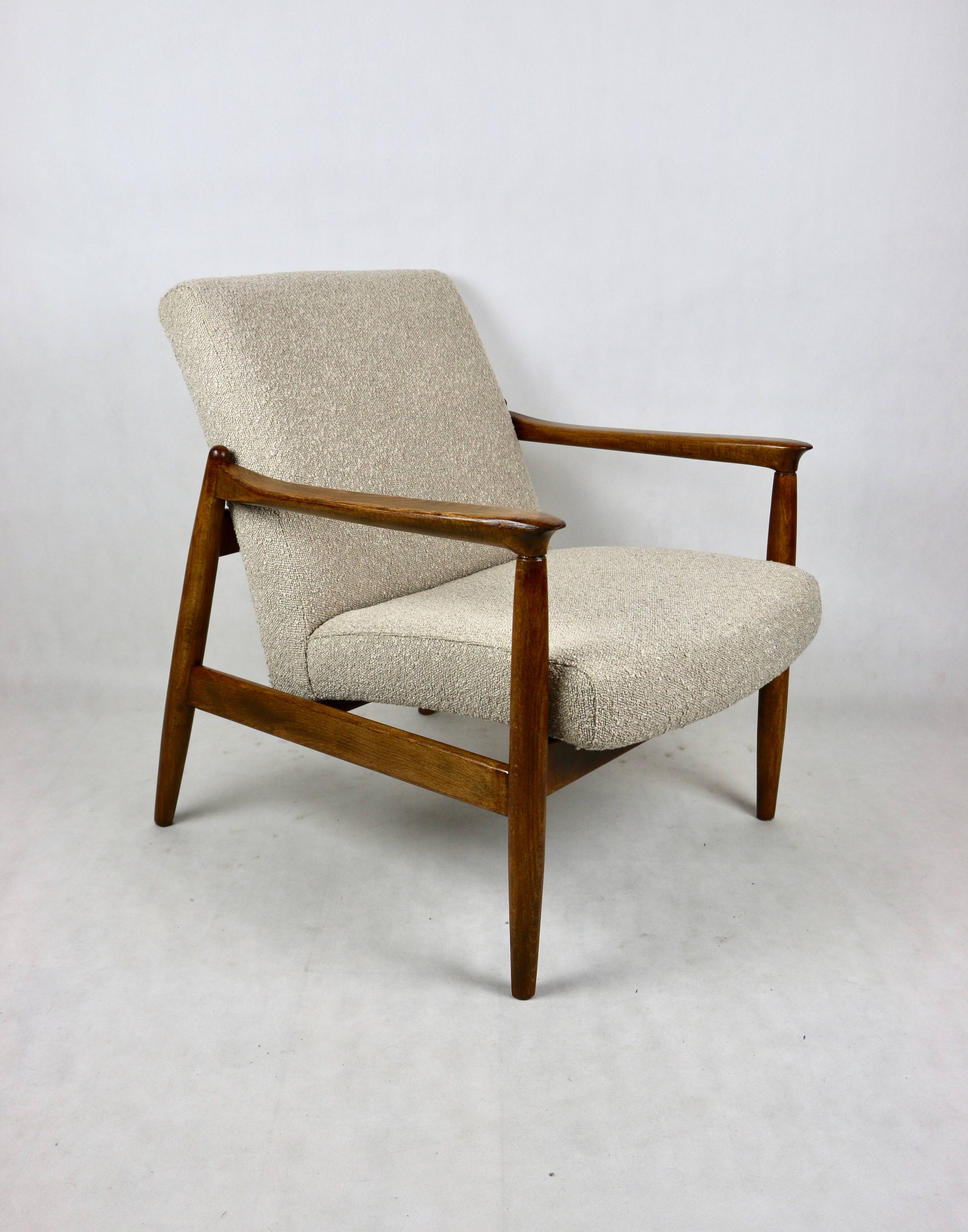 Beige Boucle armchair GFM-64 attributed to Edmund Homa, 1970s