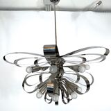 Mid-century pair of Italian chrome chandeliers from 70