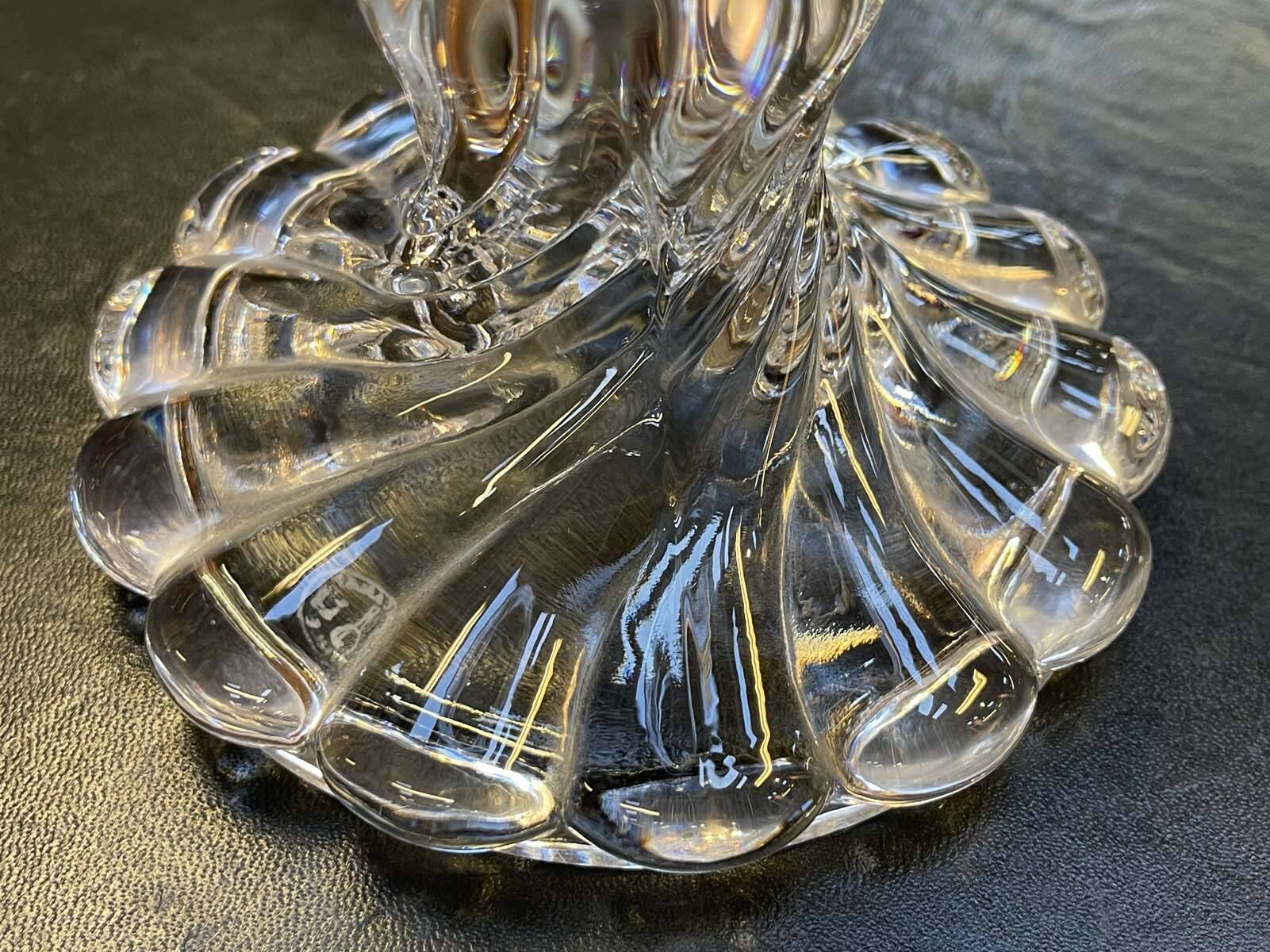 Baccarat crystal lantern with engraved foliage decoration.