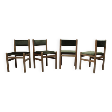 Vintage pine & velvet chairs