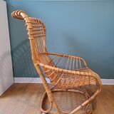 Rattan armchair by Tito Agnoli