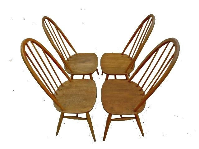 Ensemble 4 chaises Ercol 1950 design scandinave