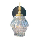 Gilded brass wall lamp and its colorful thick glass tulip