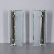 Pair of vintage 1960s metal and glass wall lamps, Italian design