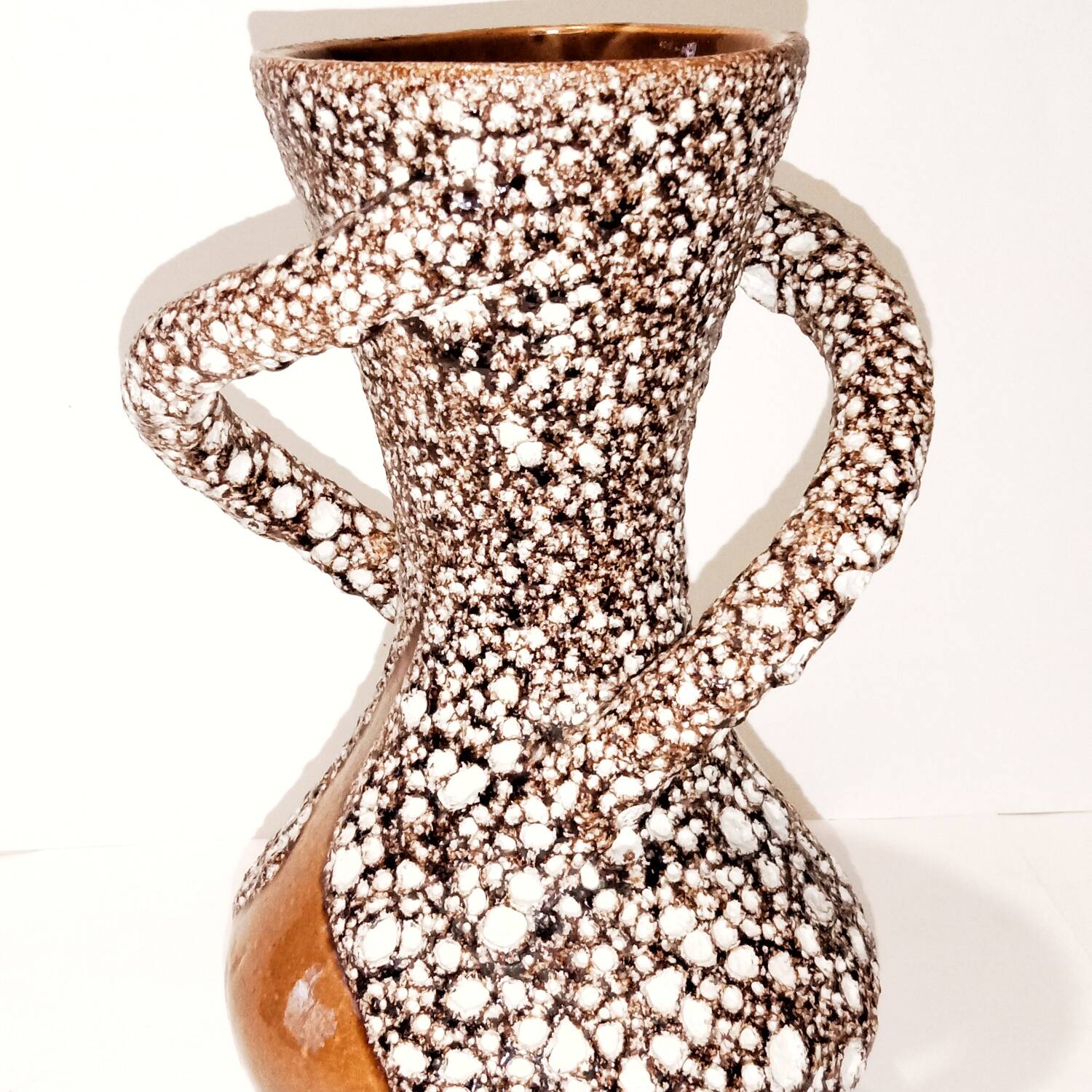 Vallauris Ceramics Fat Lava Spiral Vase Coral 28 cm Vintage