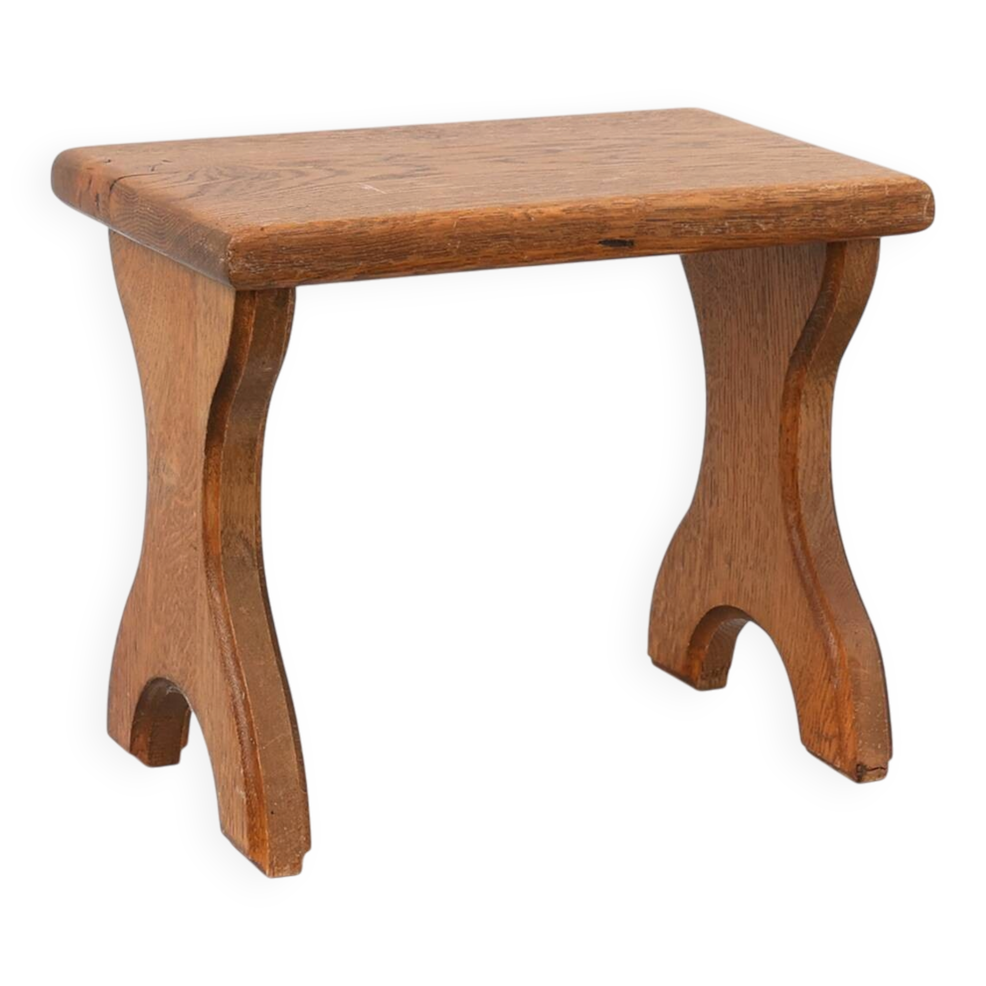 Sculptural hand-carved oak wooden stool, France, ca. 1900
