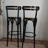 Canned stools black lacquered backrest