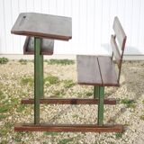 Vintage desk, wooden and metal children's desk, school desk