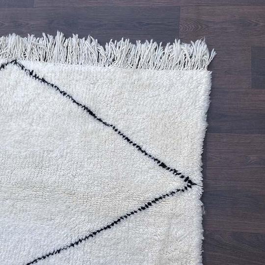 Berber carpet white and black moroccan 150x220