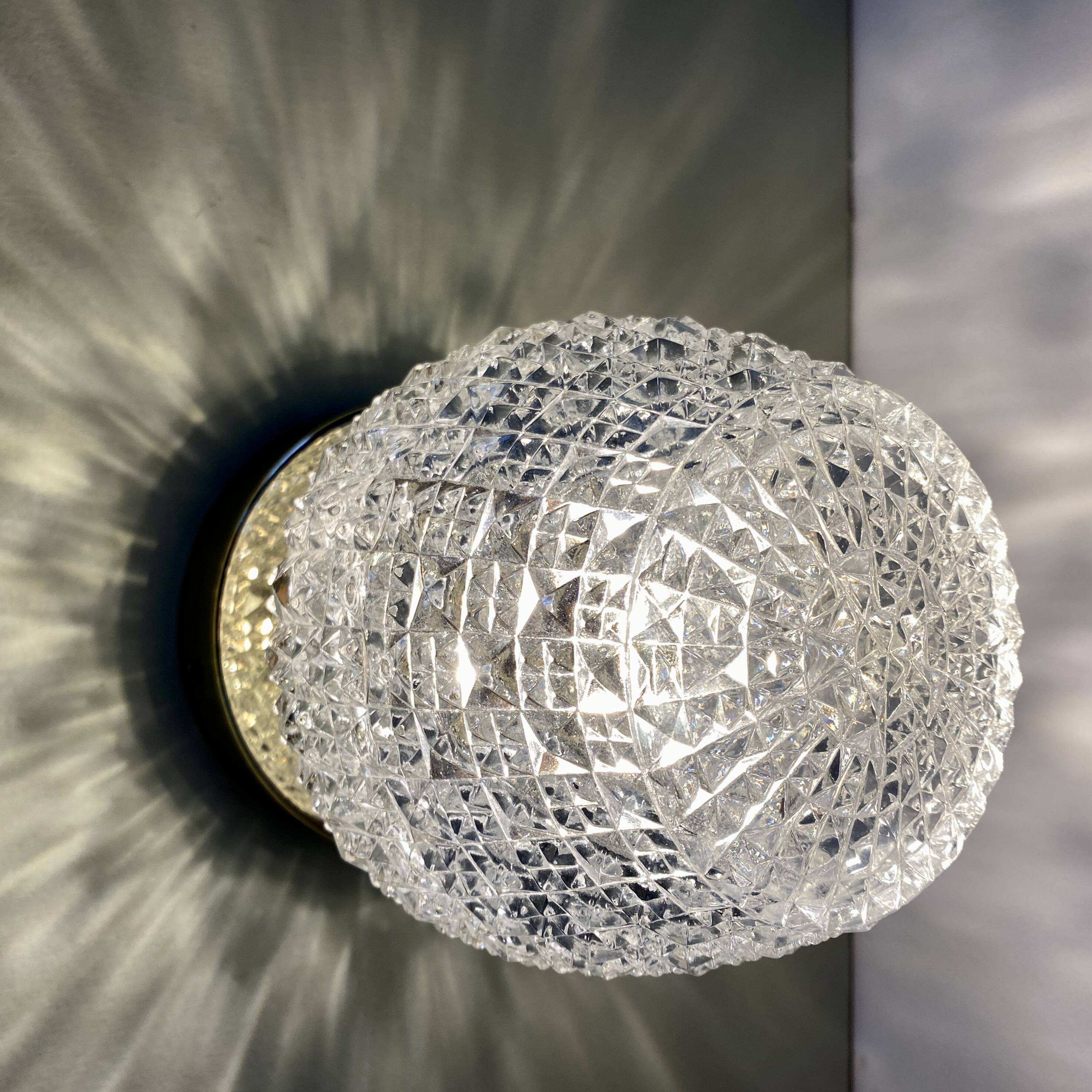 Vintage glass globe wall or ceiling light with diamond point.
