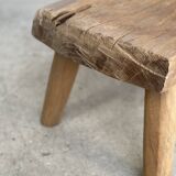 Small side table or stool in four-legged blond teak H:30 L43 l30
