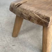 Small side table or stool in four-legged blond teak H:30 L43 l30