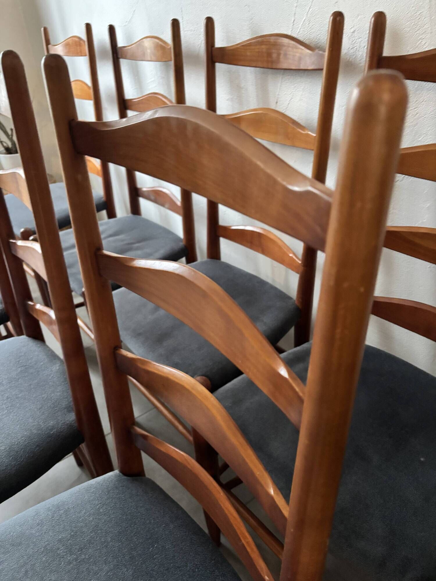 Set of 8 Scandinavian ladderback chairs, 1960s.