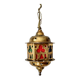 Suspension lantern in moucharabieh brass, colored windows
