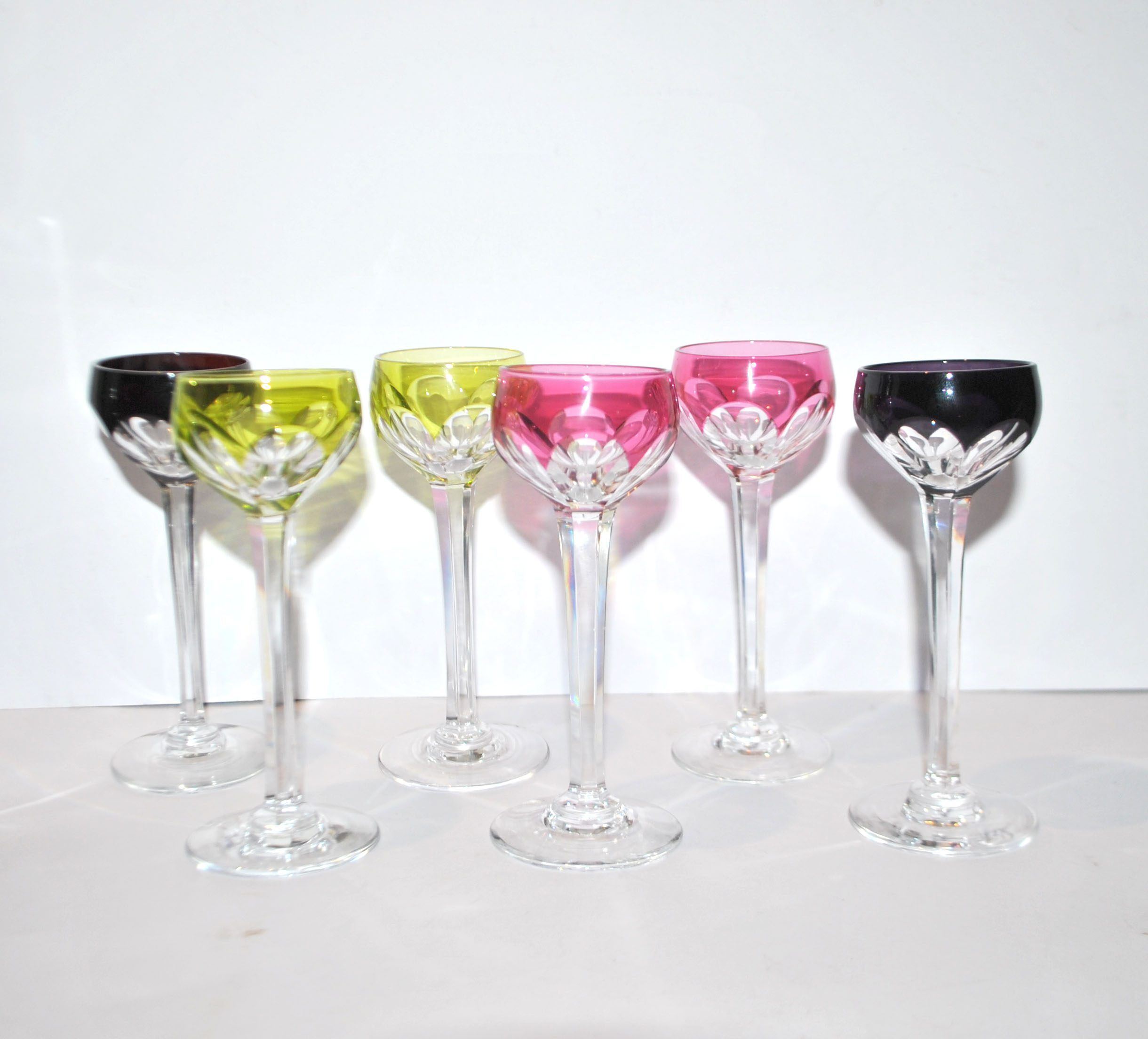 Carafe et 6 verres à liqueur Saint-Louis Bristol Joseph overlay cristal doublé