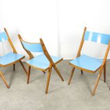 Mid-century Italian Wooden Dining Set of 5 in Blue