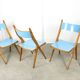 Mid-century Italian Wooden Dining Set of 5 in Blue