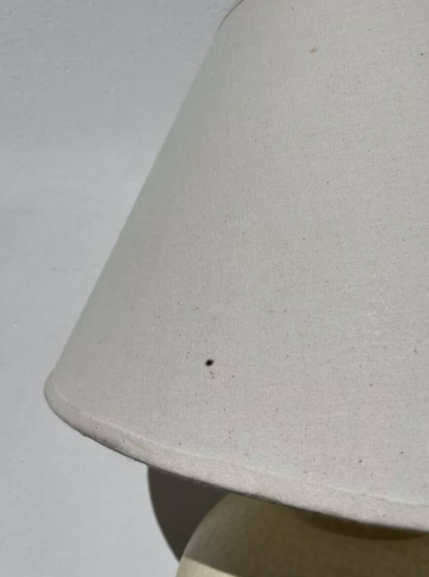 Large lamp signed Kostka vintage beige ceramic sphere