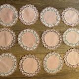 11 dessous de verre en dentelle main  rose
