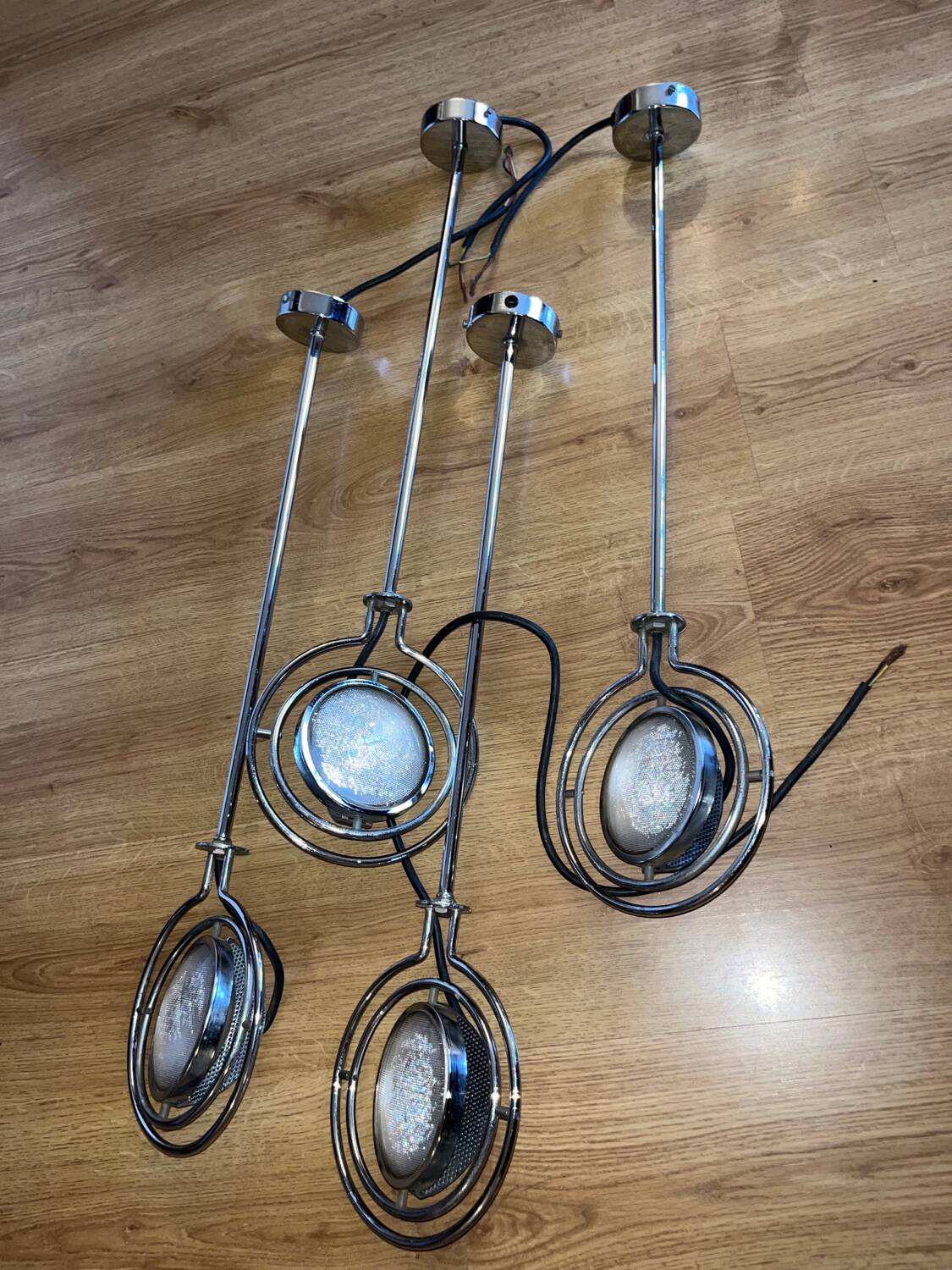 4 adjustable chrome Mole Richardson spotlights
