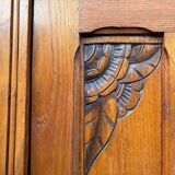 /Art Deco wardrobe with mirror in carved solid oak from the 20s/30s