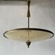 Large UFO design ceiling light in brass and printed glass, 1950s, Italy.