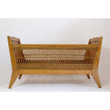 Children's bed or crib with wicker décor, 1960-1970.