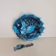 Beurrier en céramique bleue à décor de poisson et son couteau signés Vallauris, 1960