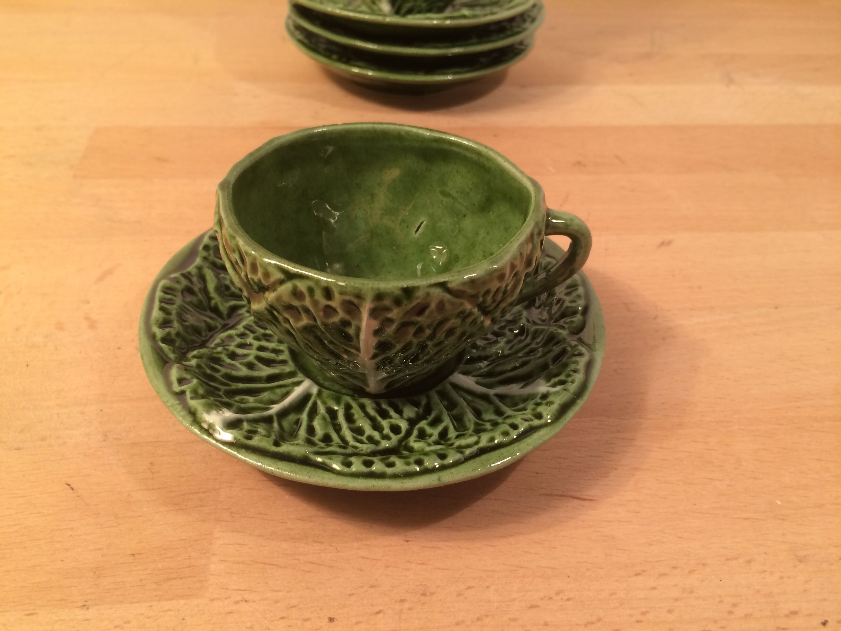 Ceramic cabbage tea set 4 cups teapot milk pot