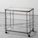 Carrello in metallo con ripiani in vetro anni ’60 vintage modernariato