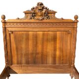 Louis XVI style walnut bed and bedside table