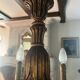 Golden wood chandelier with 6 lights