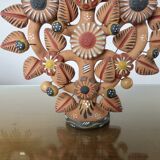 Chandelier, Mexican candlestick "tree of life" terracotta, 1970