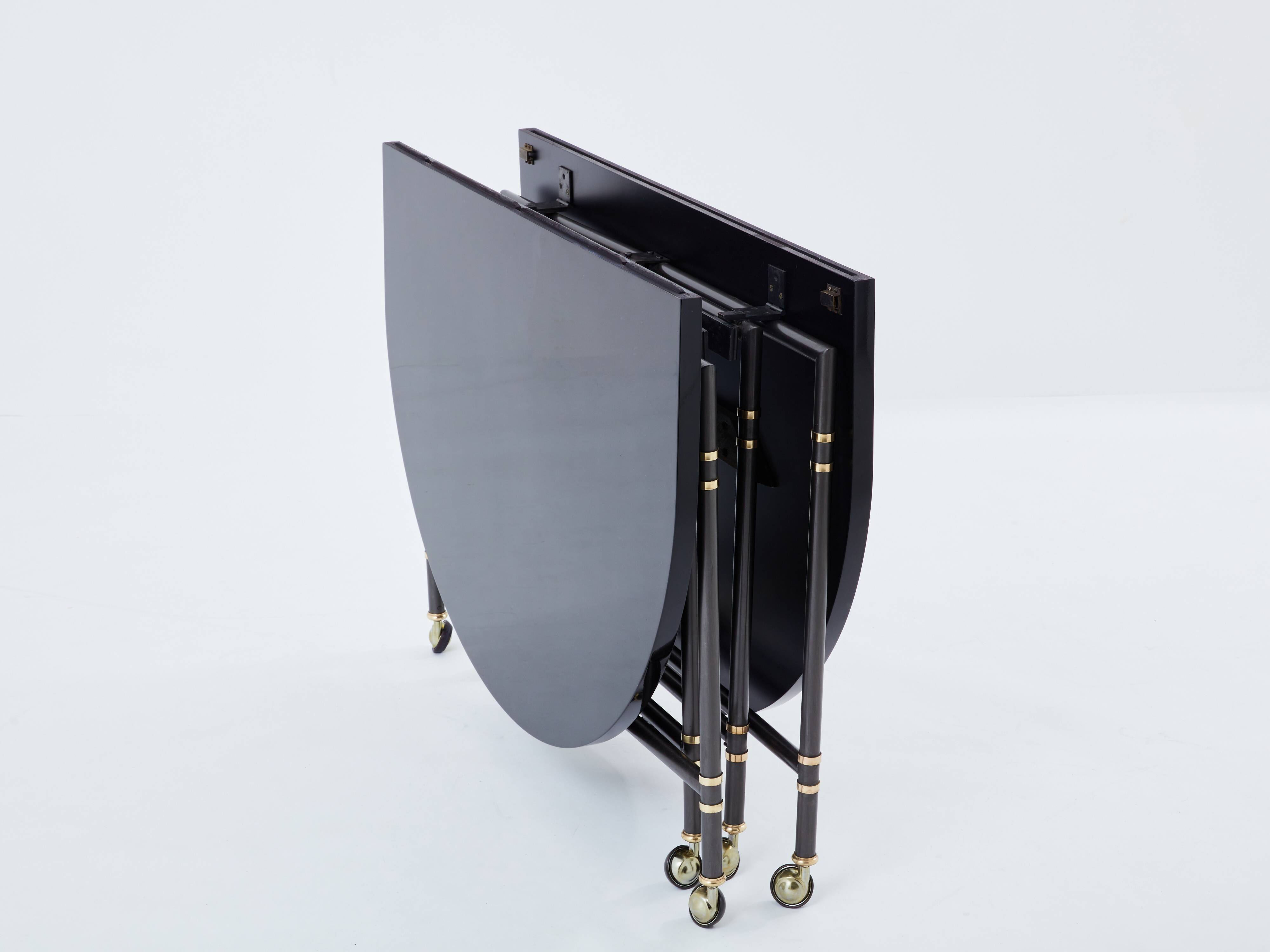 Maison Jansen Royal extendable black lacquer dining table 1960