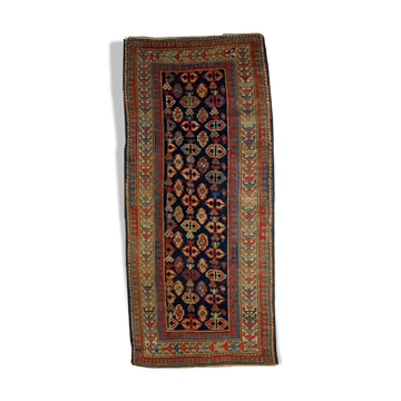 Old caucasian carpet gendje handmade 106cm x 222cm 1880s, 1b519