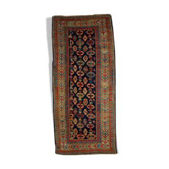 Old caucasian carpet gendje handmade 106cm x 222cm 1880s, 1b519