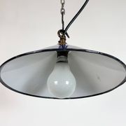 Industrial Cobalt Blue Enamel Factory Pendant Lamp, 1950s