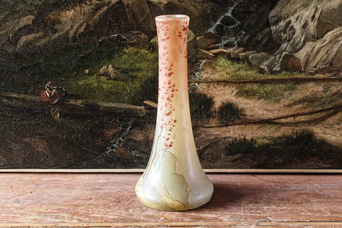 Legras enamelled glass soliflore vase