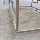 Rectangular coffee table in brass and chromed metal 1970 design