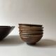 Ceramic ramekins/bowls, stoneware, pyrite, La Borne, France, 1970
