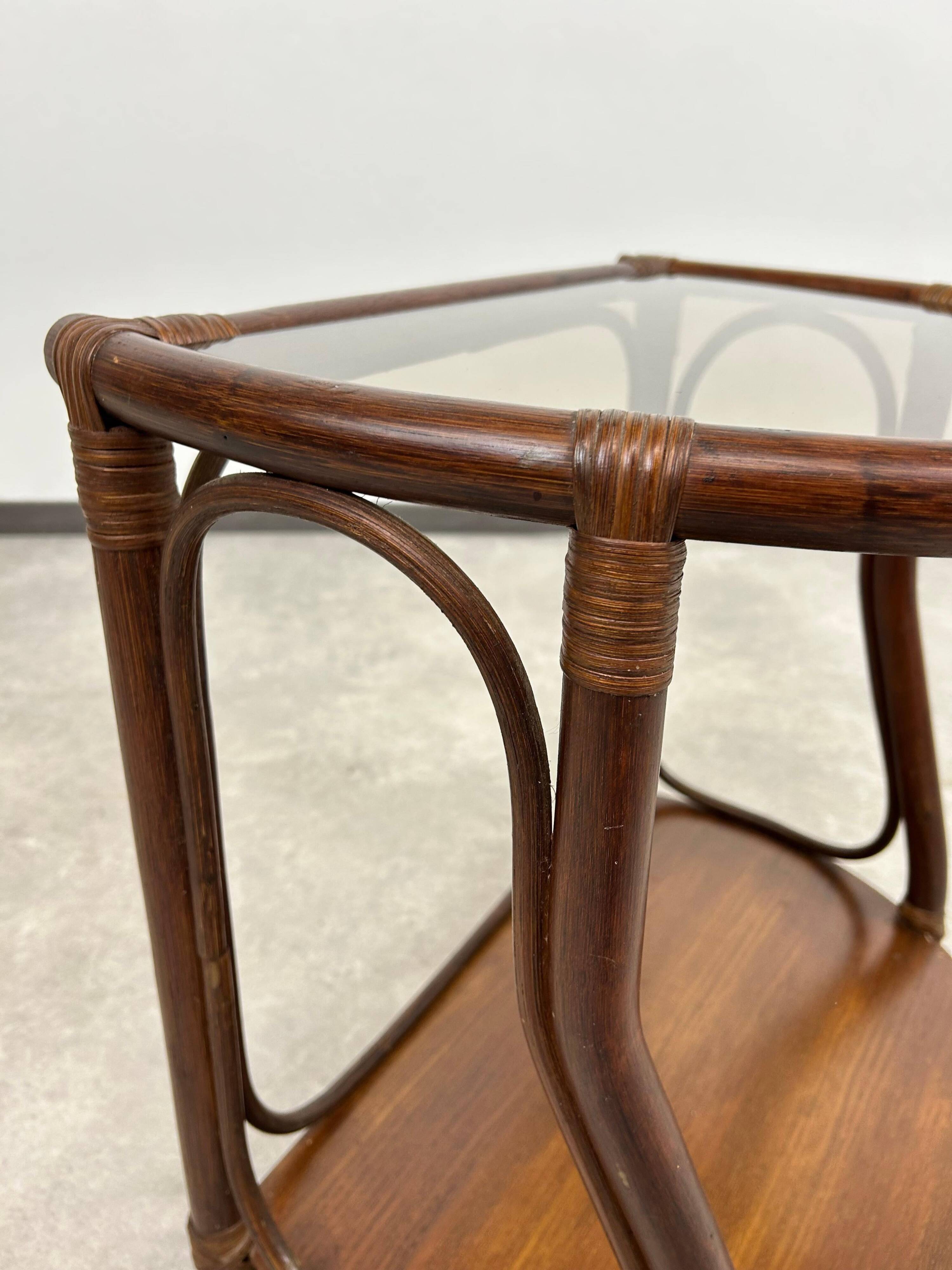 Bamboo side table in Mid-Century Modern style by Gervasoni